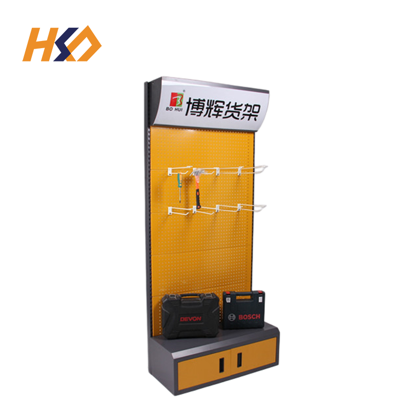 Yellow Tool Display Shelf With Lightbox