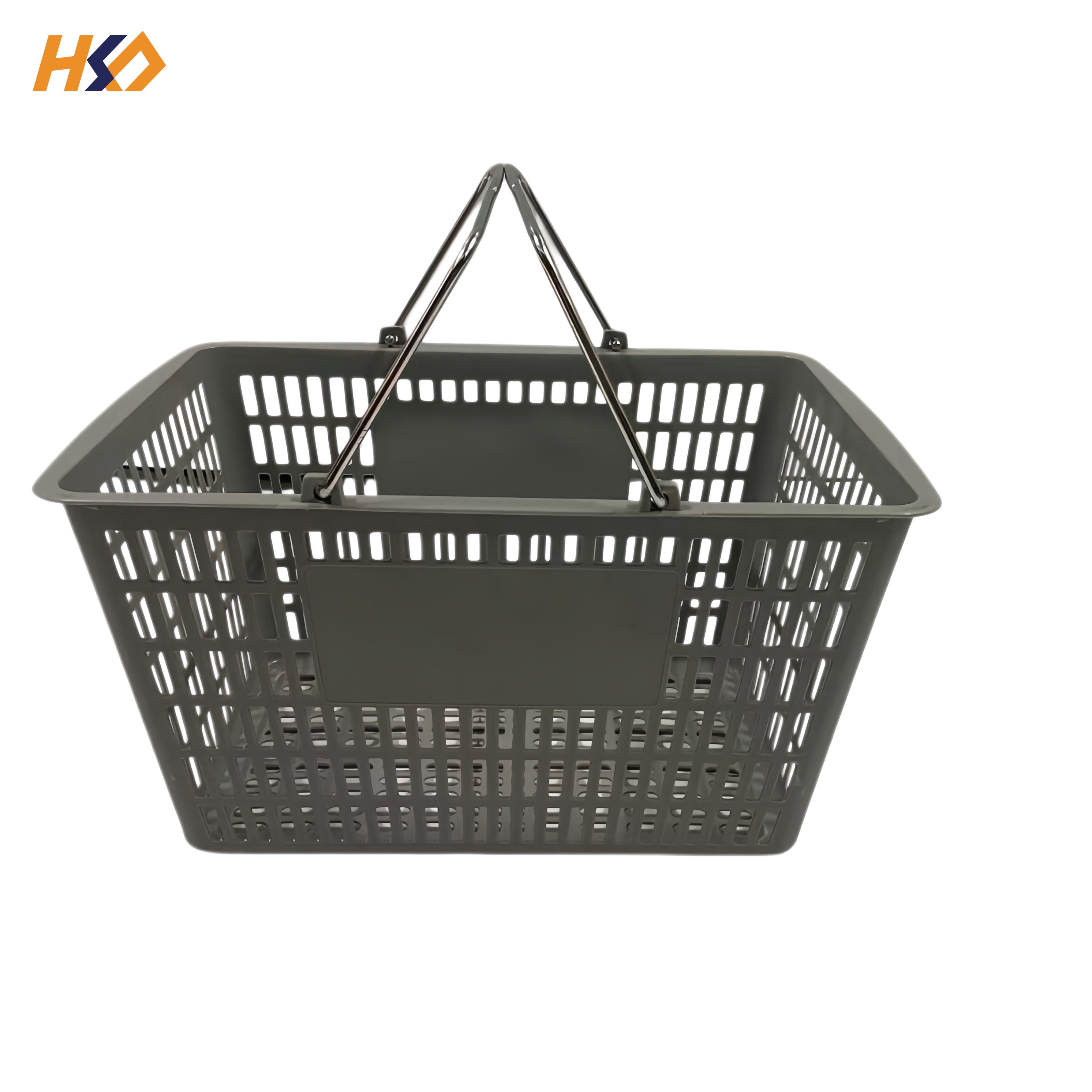 Metal Handle Dark Gray Plastic Shopping Basket