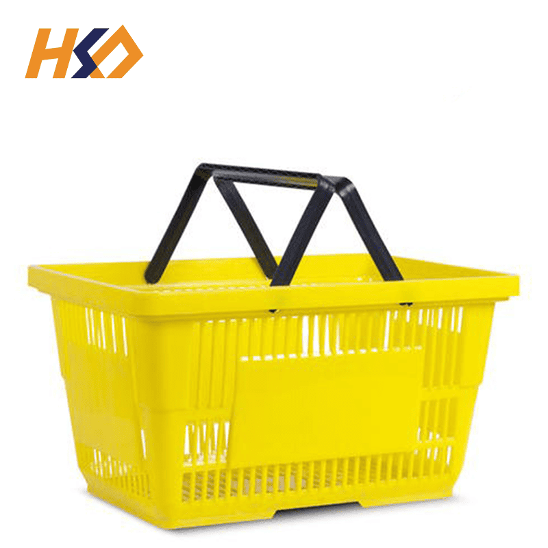 Customizable Double Handle Plastic Supermarket Shopping Basket