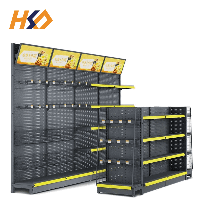 Supermarket Retail Gondola Shelf With Lightbox