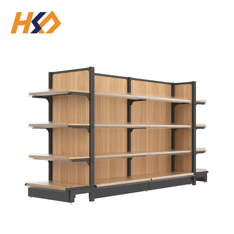 Factory Direct Supermarket Wooden Gondola Shelving