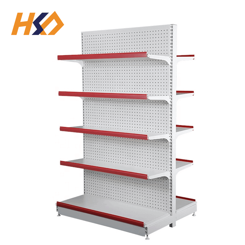 Double Side White Supermarket Gondola Shelving